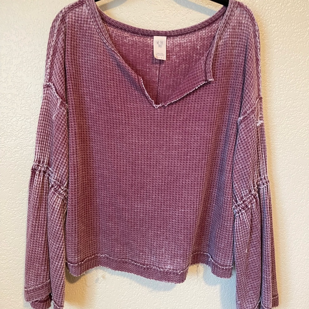 Free People purple/burgundy waffle knit shirt.